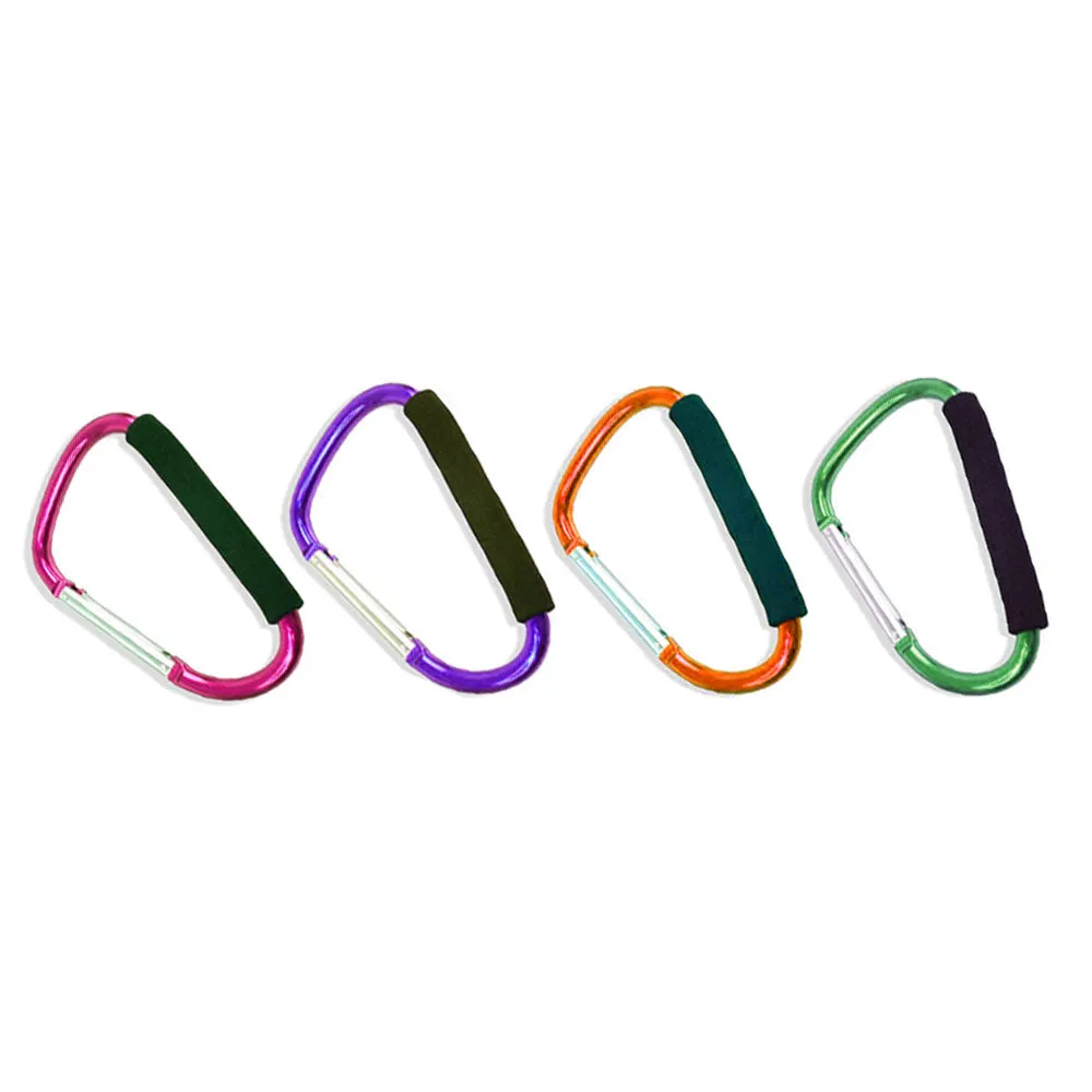 4 Pack Grocery Bag Holder Handle Aluminum Carabiners Strong Large Stroller Hooks