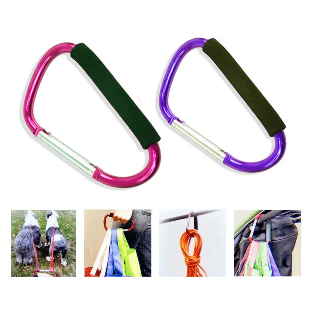 4 Pack Grocery Bag Holder Handle Aluminum Carabiners Strong Large Stroller Hooks