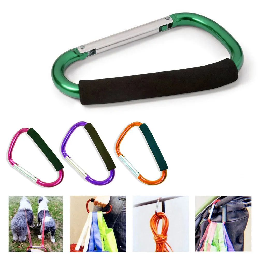 4 Pack Grocery Bag Holder Handle Aluminum Carabiners Strong Large Stroller Hooks