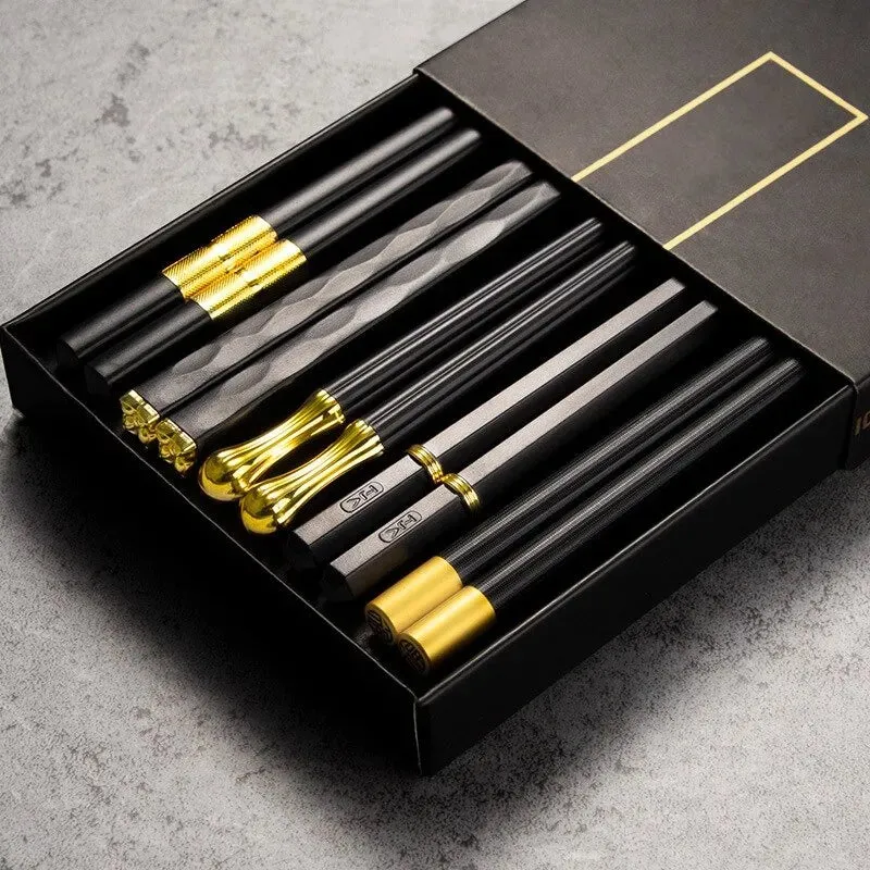 5 Pairs Reusable Chopsticks Japanese Korean Style Dishwasher Safe Non Slip Grip
