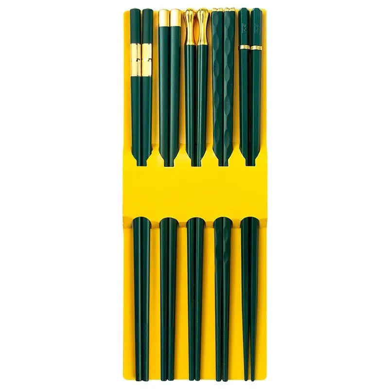 5 Pairs Reusable Chopsticks Japanese Korean Style Dishwasher Safe Non Slip Grip