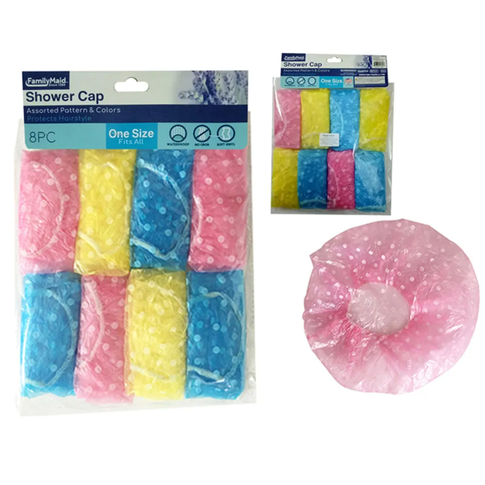 6 Pack Shower Cap Womens Bath Hat Waterproof Elastic Band Protects Hair Home New