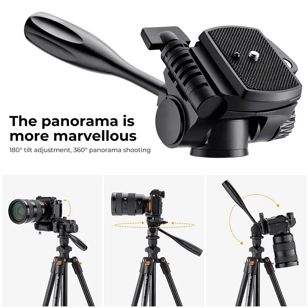 63.8 Inch Dslr Camera Tripod Portable Aluminum Travel Phone Tripod with Phone Clip Universal Photography
