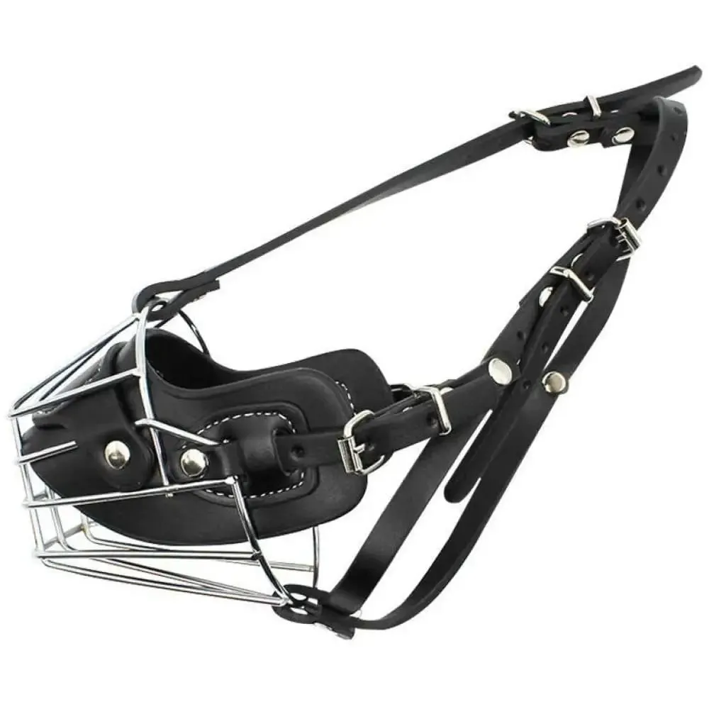 Anti-bite Adjustable Leather Straps Pet Wire Mouth Cover for Dogs