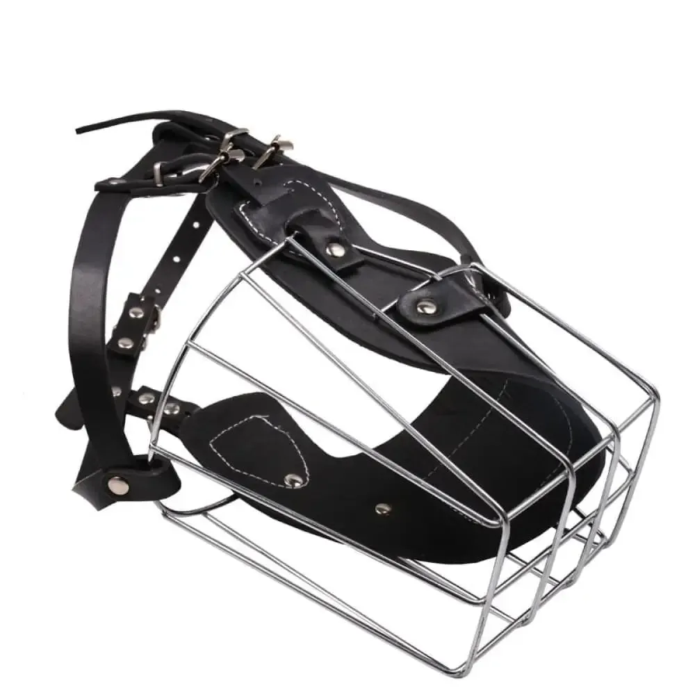 Anti-bite Adjustable Leather Straps Pet Wire Mouth Cover for Dogs