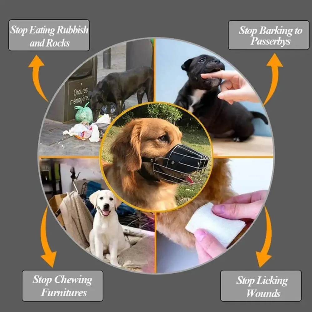 Anti-bite Adjustable Leather Straps Pet Wire Mouth Cover for Dogs