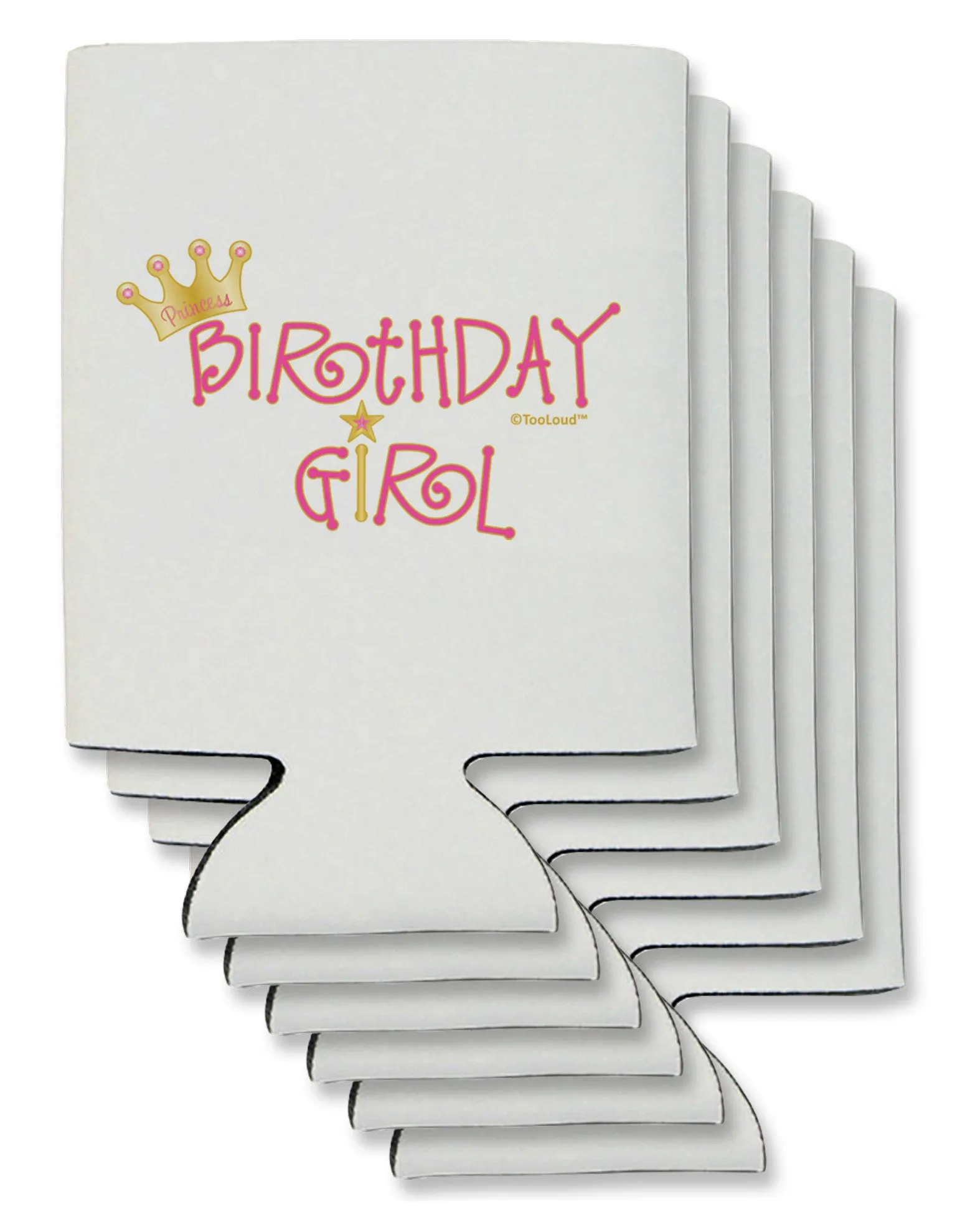 Birthday Girl - Princess Crown and Wand Can / Bottle Insulator Coolers by TooLoud
