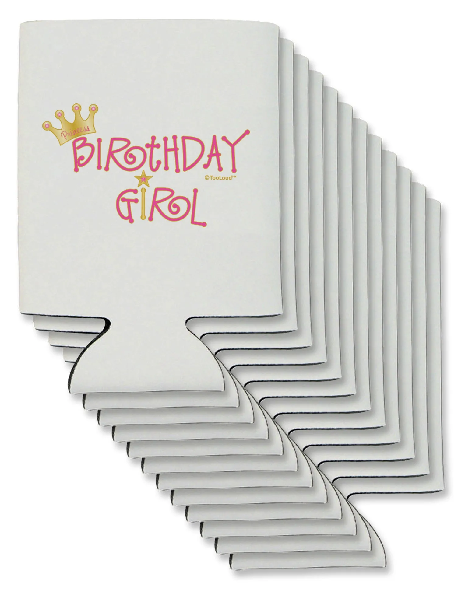 Birthday Girl - Princess Crown and Wand Can / Bottle Insulator Coolers by TooLoud