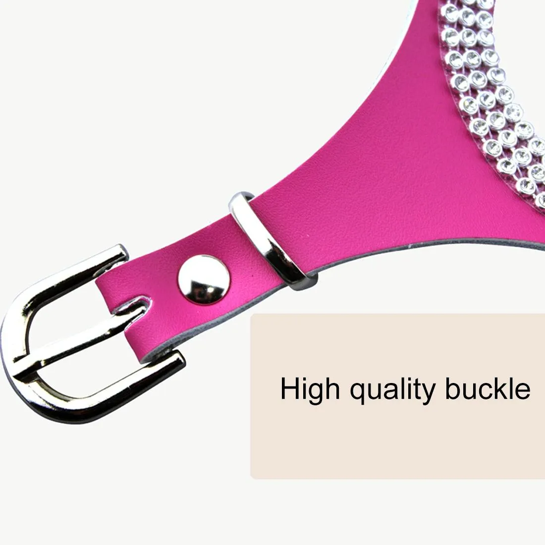 Breathable Rhinestone Dog Chest Strap Size S Magenta