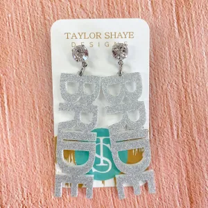 Bride Silver Glitter Drop Earrings by Taylor Shaye