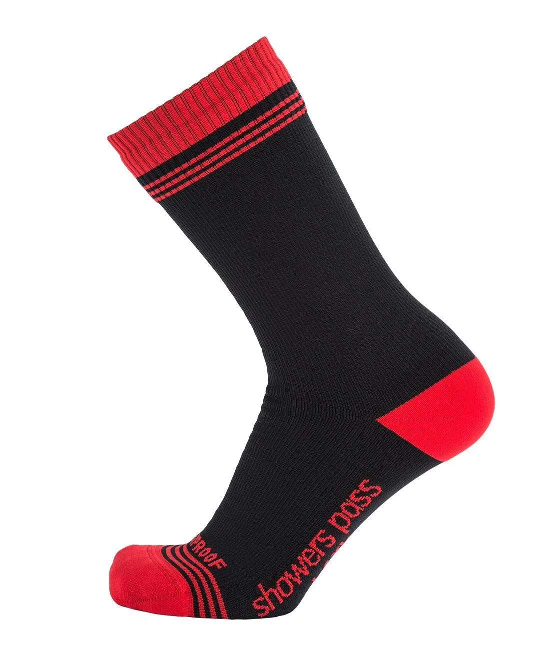 Crosspoint Waterproof Crew Socks Black/Red by Showers Pass