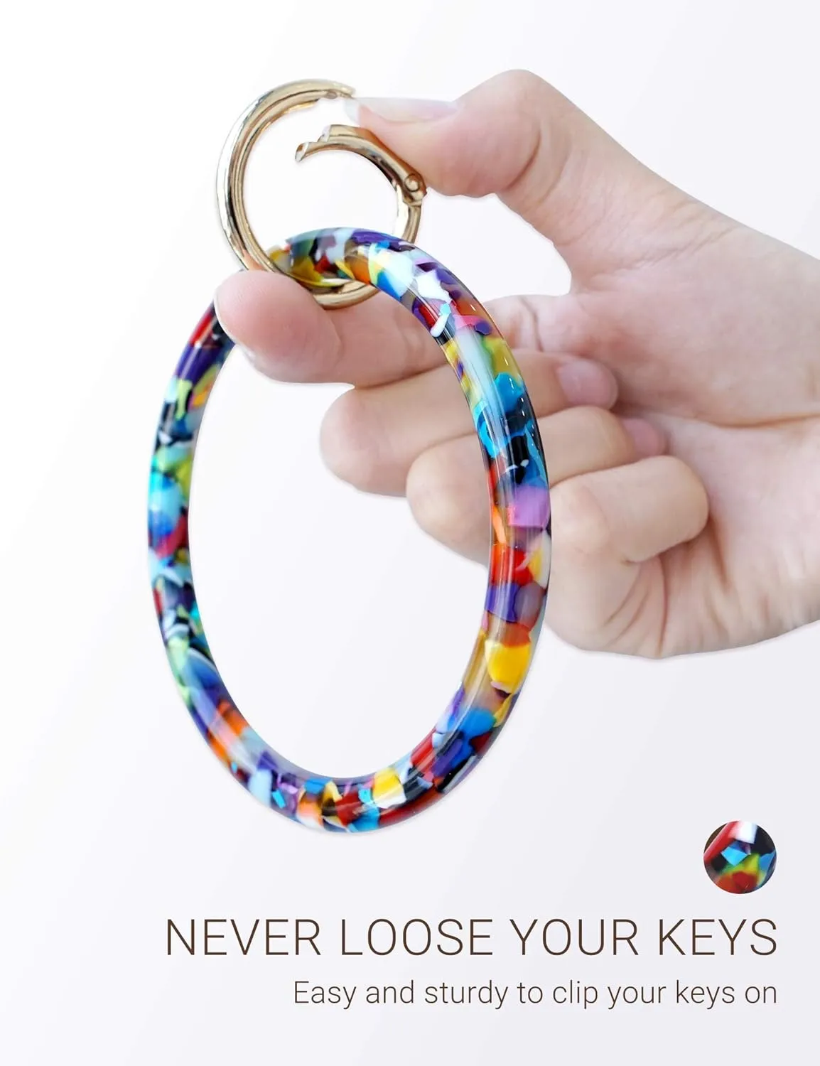 Heesch Bangle Key Ring Bracelet Keychain Key Ring Bracelet for Women, Acetate Circle Keyring for Wrist
