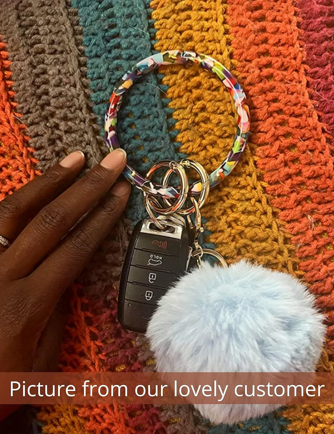 Heesch Bangle Key Ring Bracelet Keychain Key Ring Bracelet for Women, Acetate Circle Keyring for Wrist
