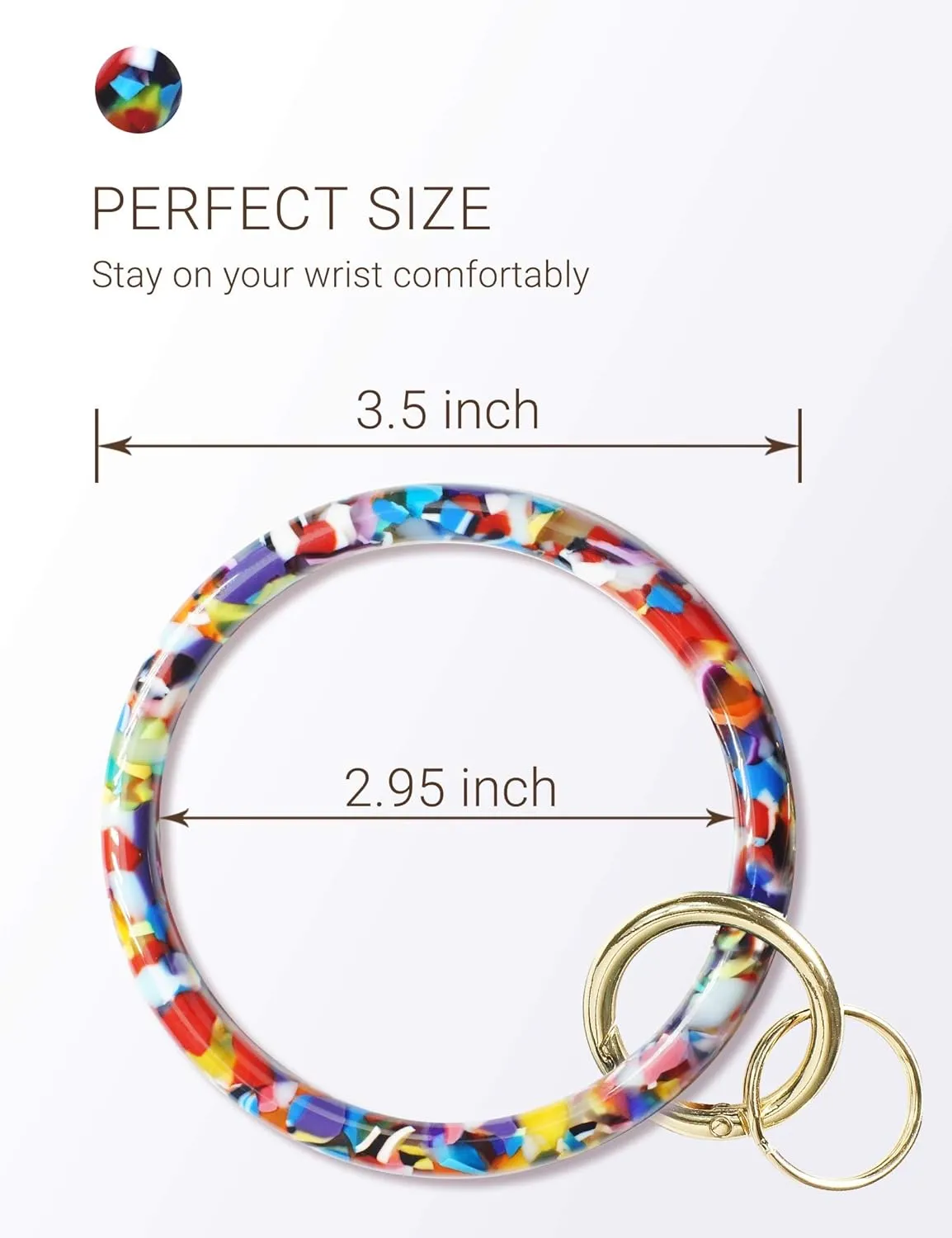 Heesch Bangle Key Ring Bracelet Keychain Key Ring Bracelet for Women, Acetate Circle Keyring for Wrist