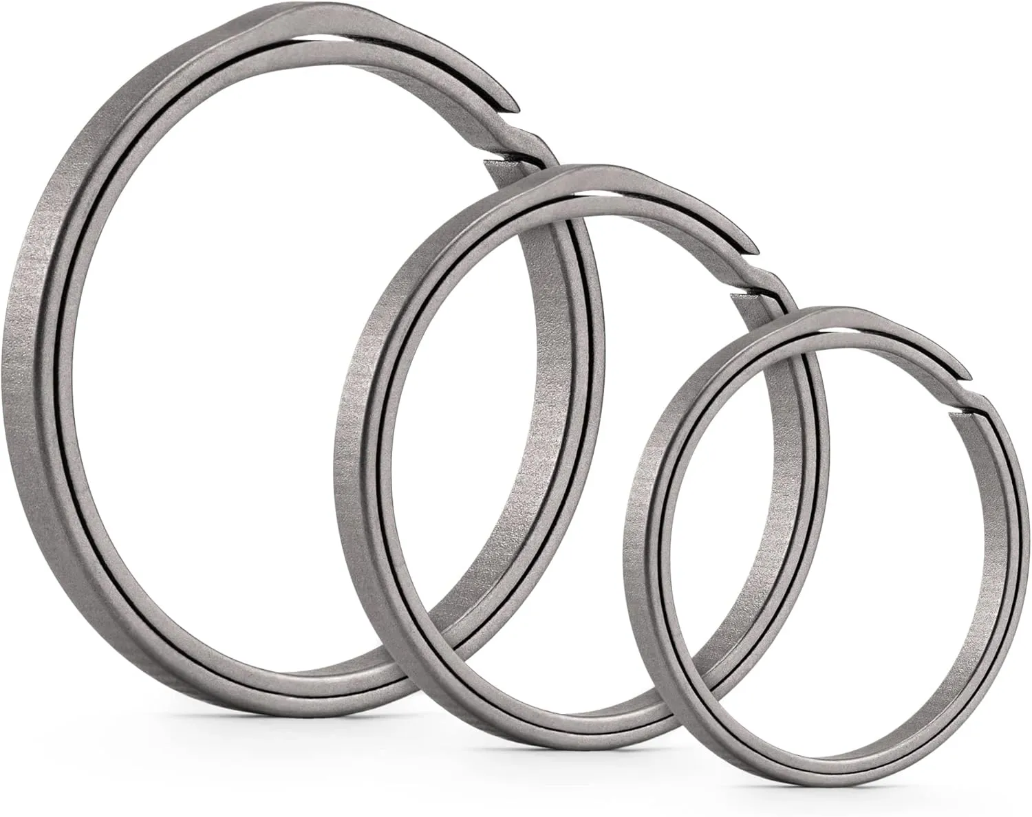 KeyUnity Key Ring for Keychain, Titanium Split Ring 22/27/33mm Side Pushing Round Flat Key Ring for Man & Women