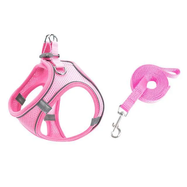 Pet Harness Dog Leash Vest Chest Harness Adjustable Nylon Breathable Reflective Outdoor Walking Dog Chest Strap Small and Medium