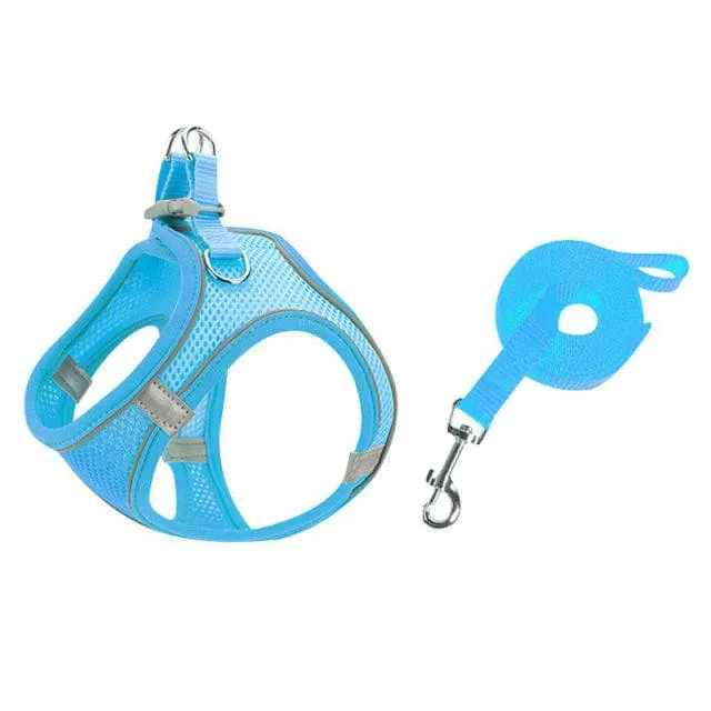 Pet Harness Dog Leash Vest Chest Harness Adjustable Nylon Breathable Reflective Outdoor Walking Dog Chest Strap Small and Medium