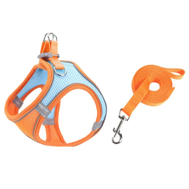 Pet Harness Dog Leash Vest Chest Harness Adjustable Nylon Breathable Reflective Outdoor Walking Dog Chest Strap Small and Medium
