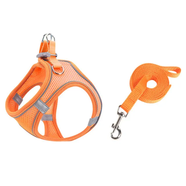 Pet Harness Dog Leash Vest Chest Harness Adjustable Nylon Breathable Reflective Outdoor Walking Dog Chest Strap Small and Medium