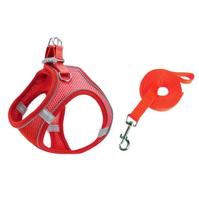 Pet Harness Dog Leash Vest Chest Harness Adjustable Nylon Breathable Reflective Outdoor Walking Dog Chest Strap Small and Medium