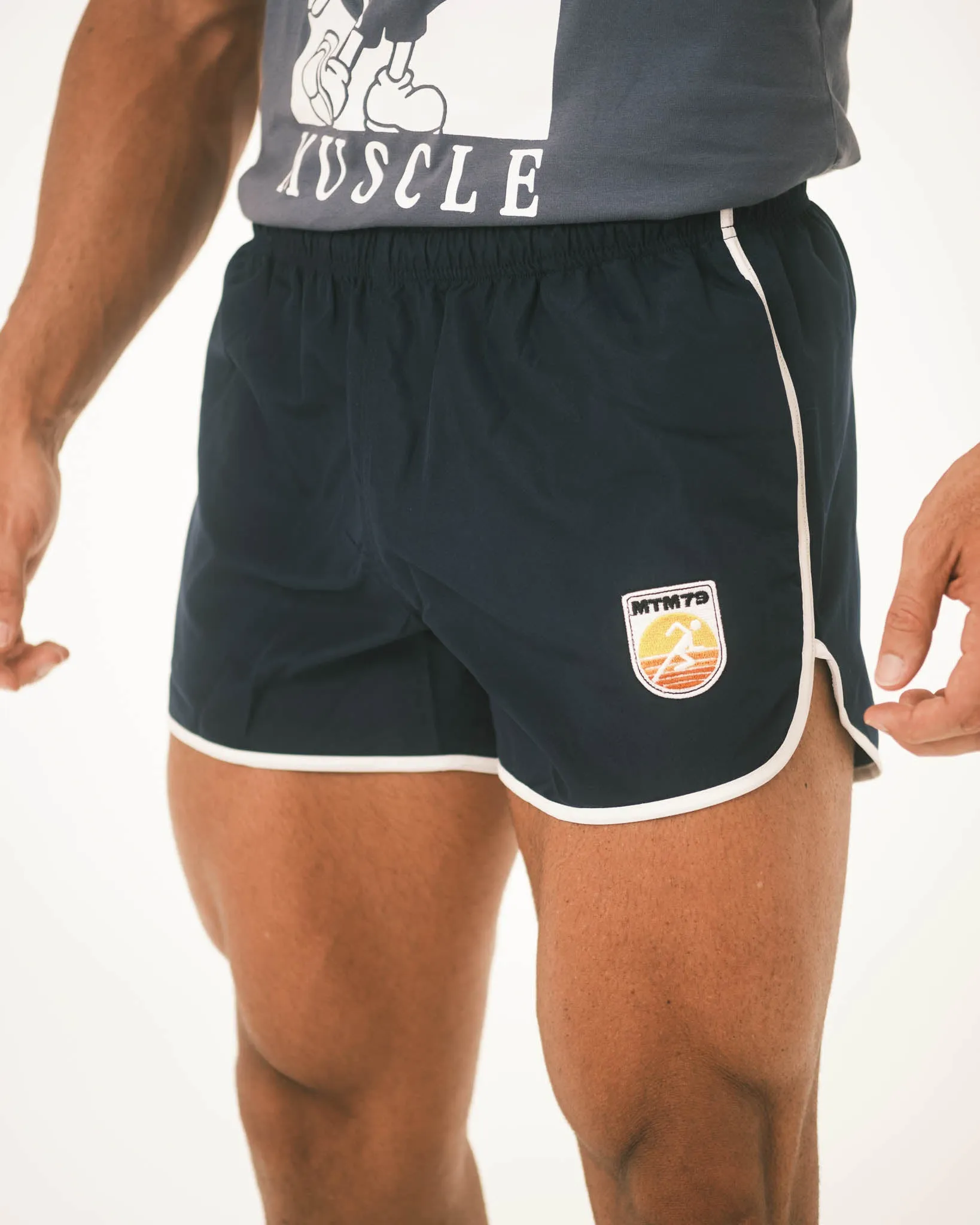 Retro Ringer Shorts - Navy