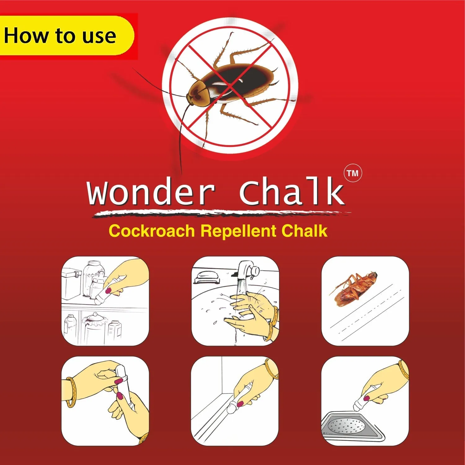 Strong Cockroach Chalk Cockroach Killer Insecticide Repellent Insect Control  wonder chalk (12pc)-