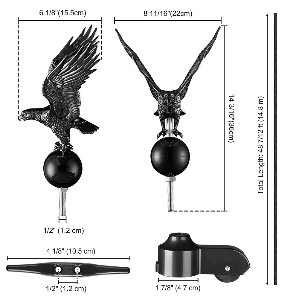 TheLAShop Flagpole Truck Pulley Cleat Hardware(Ball Eagle Options)