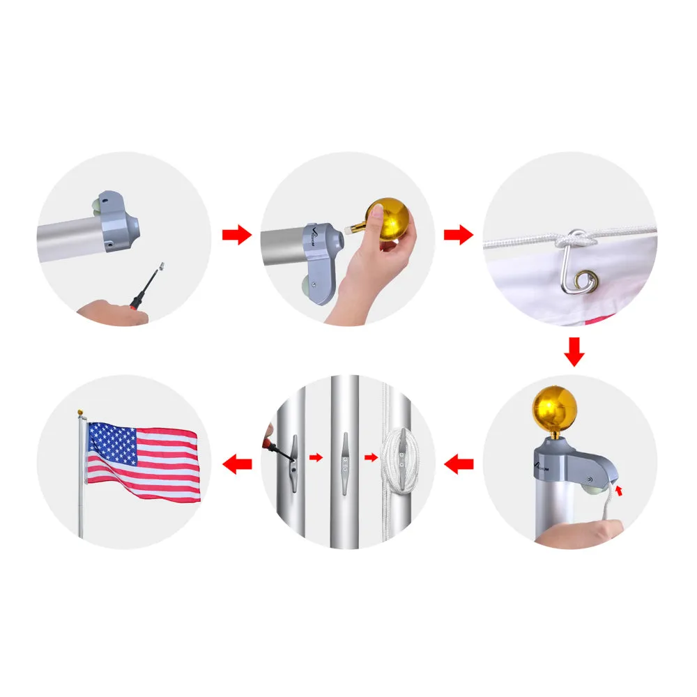 TheLAShop Flagpole Truck Pulley Cleat Hardware(Ball Eagle Options)