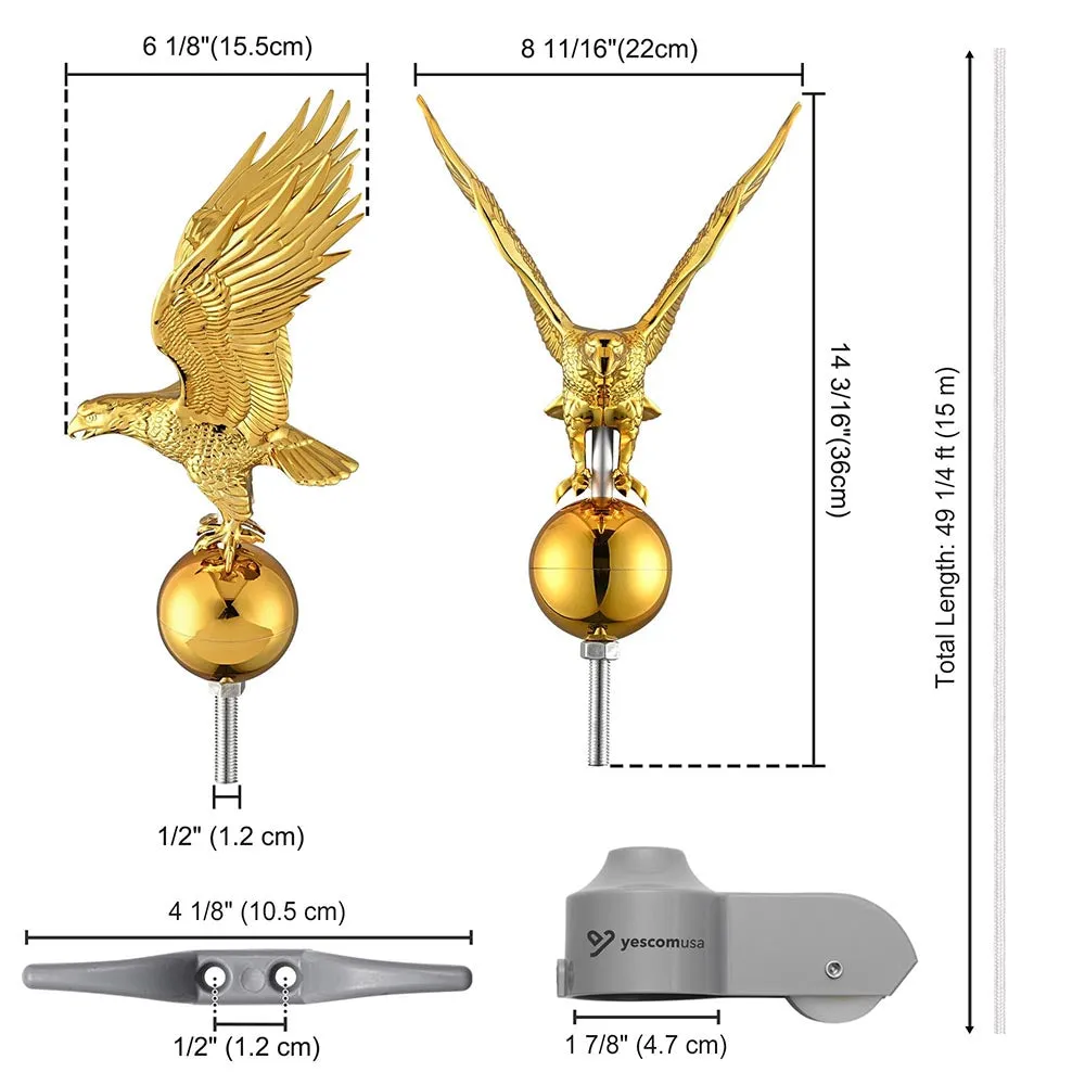 TheLAShop Flagpole Truck Pulley Cleat Hardware(Ball Eagle Options)